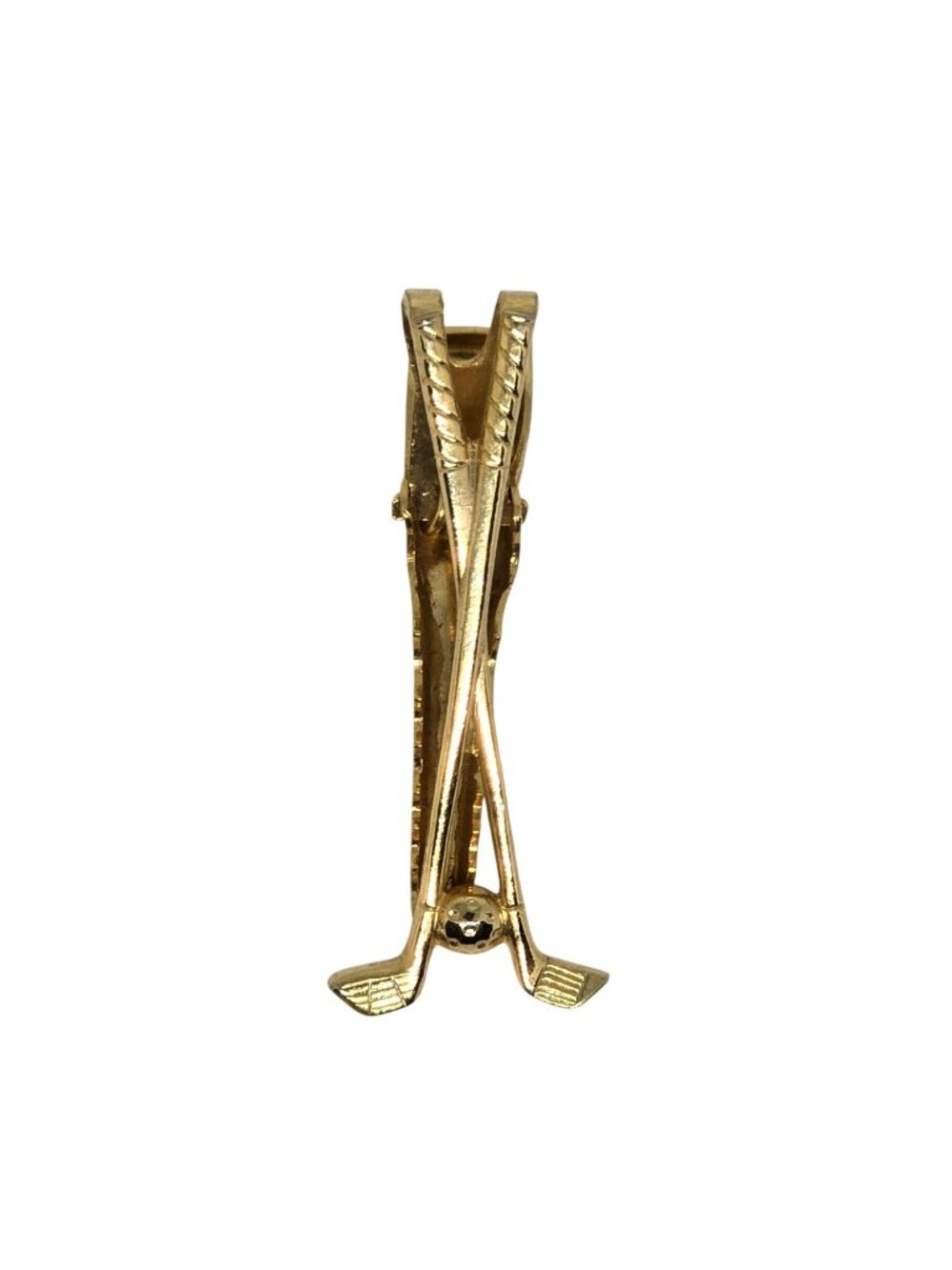 Vintage Gold Tone Golf Clubs Tie Clip Bar Menβs Necktie Clasp Golfer Accessories
